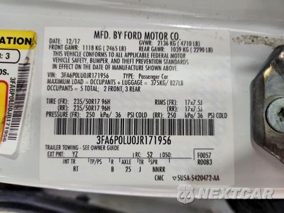 Zdjęcie 12 z 12 samochodu: 2018 FORD FUSION SE HYBRID VIN:3FA6P0LU0JR171956 - miniatura