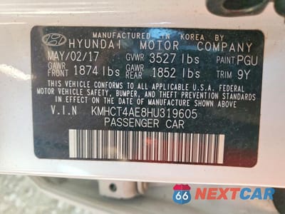 Zdjęcie 12 z 12 samochodu: 2017 HYUNDAI ACCENT SE VIN:KMHCT4AE8HU319605 - miniatura