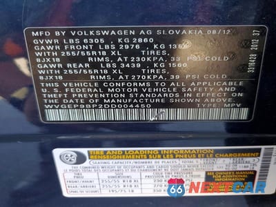 Zdjęcie 13 z 13 samochodu: 2013 VOLKSWAGEN TOUAREG V6 TDI VIN:WVGEP9BP2DD004450 - miniatura