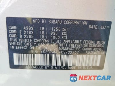 Zdjęcie 13 z 13 samochodu: 2019 SUBARU IMPREZA SPORT VIN:4S3GTAM64K3732207 - miniatura
