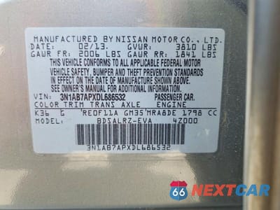 Zdjęcie 12 z 12 samochodu: 2013 NISSAN SENTRA S VIN:3N1AB7APXDL686532 - miniatura