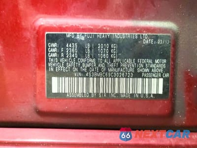 Zdjęcie 12 z 12 samochodu: 2012 SUBARU LEGACY 2.5I PREMIUM VIN:4S3BMBC69C3026723 - miniatura