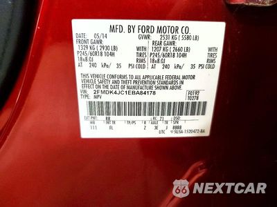 Zdjęcie 12 z 12 samochodu: 2014 FORD EDGE SEL VIN:2FMDK4JC1EBA84178 - miniatura