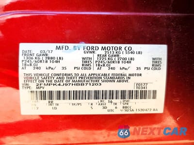Zdjęcie 13 z 13 samochodu: 2017 FORD EDGE SEL VIN:2FMPK4J97HBB71203 - miniatura