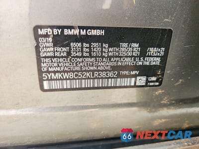 Zdjęcie 12 z 12 samochodu: 2019 BMW X6 M VIN:5YMKW8C52KLR38362 - miniatura