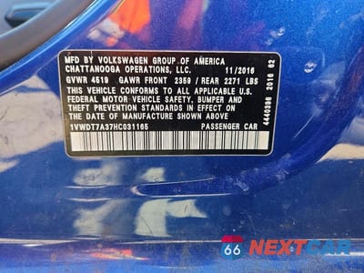 Zdjęcie 12 z 12 samochodu: 2017 VOLKSWAGEN PASSAT R-LINE VIN:1VWDT7A37HC031165 - miniatura