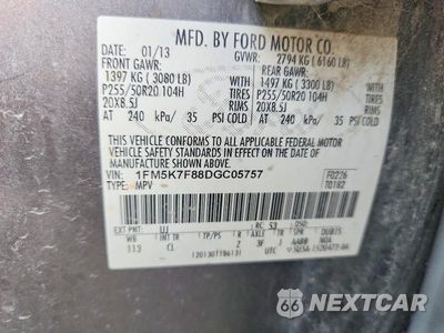 Zdjęcie 13 z 13 samochodu: 2013 FORD EXPLORER LIMITED VIN:1FM5K7F88DGC05757 - miniatura