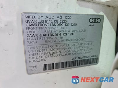 Zdjęcie 13 z 13 samochodu: 2021 AUDI Q3 PREMIUM 40 VIN:WA1AUCF39M1064852 - miniatura