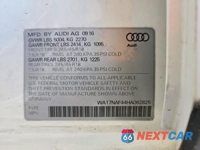 Zdjęcie 12 z 12 samochodu: 2017 AUDI A4 ALLROAD PREMIUM VIN:WA17NAF44HA062825 - miniatura
