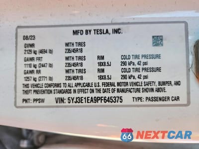 Zdjęcie 13 z 13 samochodu: 2023 TESLA MODEL 3 VIN:5YJ3E1EA9PF645375 - miniatura