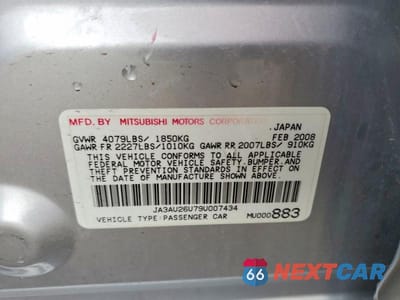 Zdjęcie 12 z 12 samochodu: 2009 MITSUBISHI LANCER ES VIN:JA3AU26U79U007434 - miniatura