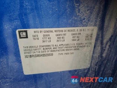 Zdjęcie 12 z 12 samochodu: 2017 CHEVROLET CRUZE PREMIER VIN:3G1BF6SM9HS535609 - miniatura