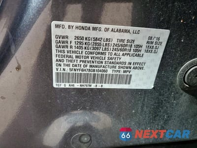 Zdjęcie 14 z 14 samochodu: 2016 HONDA PILOT EXLN VIN:5FNYF6H78GB104060 - miniatura