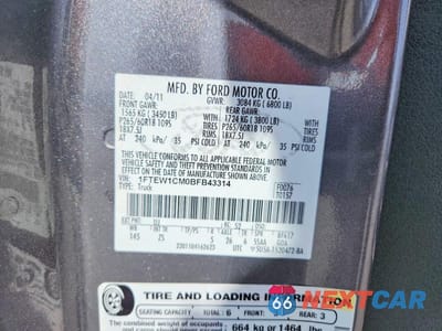 Zdjęcie 13 z 13 samochodu: 2011 FORD F150 SUPERCREW VIN:1FTEW1CM0BFB43314 - miniatura