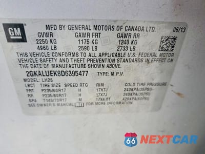 Zdjęcie 14 z 14 samochodu: 2013 GMC TERRAIN SLT VIN:2GKALUEK8D6395477 - miniatura