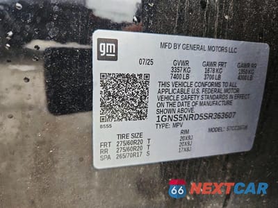 Zdjęcie 13 z 13 samochodu: 2025 CHEVROLET TAHOE C1500 LT VIN:1GNS5NRD5SR363607 - miniatura