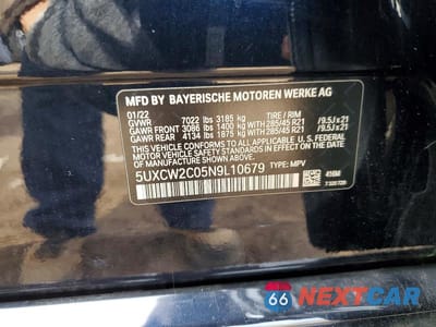 Zdjęcie 12 z 12 samochodu: 2022 BMW X7 XDRIVE40I VIN:5UXCW2C05N9L10679 - miniatura