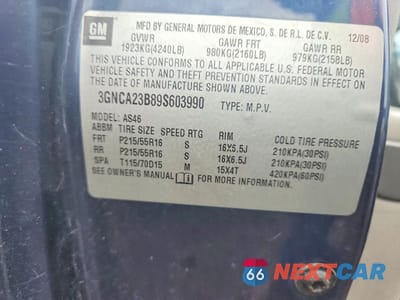 Zdjęcie 13 z 13 samochodu: 2009 CHEVROLET HHR LT VIN:3GNCA23B89S603990 - miniatura