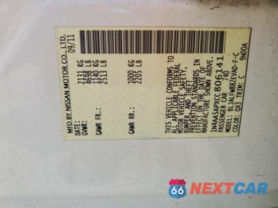 Zdjęcie 12 z 12 samochodu: 2012 NISSAN MAXIMA 3.5 S VIN:1N4AA5APXCC806141 - miniatura