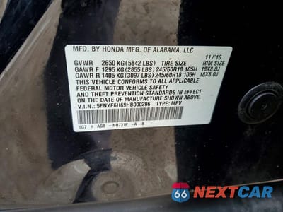 Zdjęcie 14 z 14 samochodu: 2017 HONDA PILOT EXL VIN:5FNYF6H69HB000296 - miniatura
