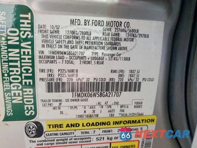 Zdjęcie 13 z 13 samochodu: 2008 FORD TAURUS X LIMITED VIN:1FMDK06W58GA21707 - miniatura