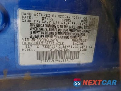Zdjęcie 12 z 12 samochodu: 2016 NISSAN VERSA NOTE SV VIN:3N1CE2CP9GL357177 - miniatura
