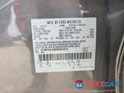 Zdjęcie 12 z 12 samochodu: 2024 FORD EDGE SEL VIN:2FMPK4J90RBB22233 - miniatura