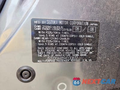 Zdjęcie 13 z 13 samochodu: 2009 SUZUKI GRAND VITARA XSPORT VIN:JS3TD044894100837 - miniatura