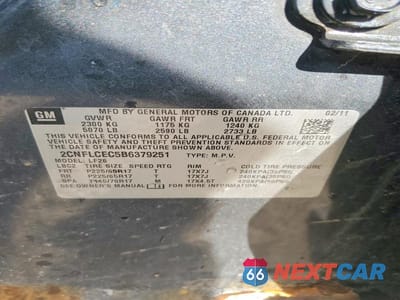 Zdjęcie 13 z 13 samochodu: 2011 CHEVROLET EQUINOX LS VIN:2CNFLCEC5B6379251 - miniatura