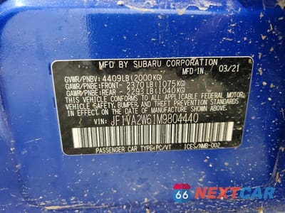 Zdjęcie 12 z 12 samochodu: 2021 SUBARU WRX STI LIMITED VIN:JF1VA2W61M9804440 - miniatura
