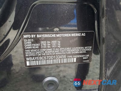 Zdjęcie 12 z 12 samochodu: 2013 BMW 750 LI VIN:WBAYE8C57DD133456 - miniatura