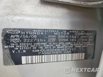 Zdjęcie 13 z 13 samochodu: 2008 HYUNDAI ELANTRA GLS VIN:KMHDU46D48U487310 - miniatura