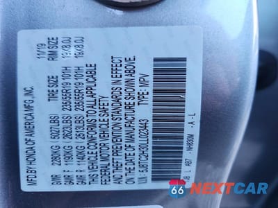 Zdjęcie 13 z 13 samochodu: 2020 ACURA RDX VIN:5J8TC2H30LL023443 - miniatura