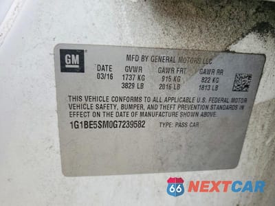 Zdjęcie 12 z 12 samochodu: 2016 CHEVROLET CRUZE LT VIN:1G1BE5SM0G7239582 - miniatura