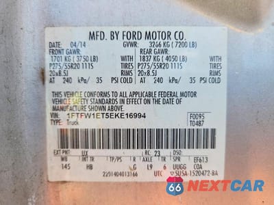 Zdjęcie 12 z 12 samochodu: 2014 FORD F150 SUPERCREW VIN:1FTFW1ET5EKE16994 - miniatura