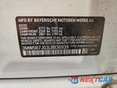 Zdjęcie 12 z 12 samochodu: 2020 BMW 330XI VIN:3MW5R7J03L8B36939 - miniatura