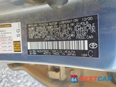 Zdjęcie 12 z 12 samochodu: 2021 TOYOTA COROLLA LE VIN:JTDEPMAE1MJ163145 - miniatura