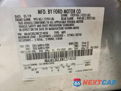 Zdjęcie 13 z 13 samochodu: 2019 FORD ECOSPORT SE VIN:MAJ6S3GLXKC274030 - miniatura