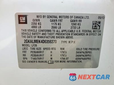 Zdjęcie 12 z 12 samochodu: 2013 GMC TERRAIN SLE VIN:2GKALMEK4D6356370 - miniatura