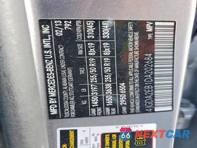 Zdjęcie 13 z 13 samochodu: 2013 MERCEDES-BENZ ML 350 BLUETEC VIN:4JGDA2EB1DA202684 - miniatura