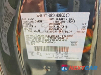 Zdjęcie 14 z 14 samochodu: 2005 MERCURY MARINER VIN:4M2CU57165DJ31005 - miniatura