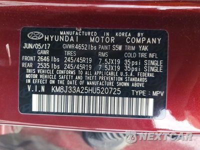 Zdjęcie 13 z 13 samochodu: 2017 HYUNDAI TUCSON LIMITED VIN:KM8J33A25HU520725 - miniatura