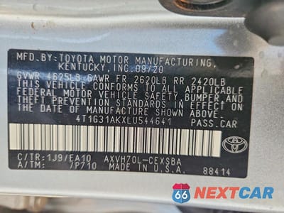 Zdjęcie 12 z 12 samochodu: 2020 TOYOTA CAMRY SE VIN:4T1G31AKXLU544641 - miniatura