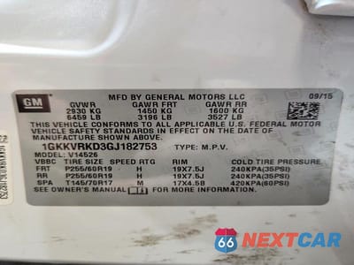 Zdjęcie 13 z 13 samochodu: 2016 GMC ACADIA SLT-1 VIN:1GKKVRKD3GJ182753 - miniatura