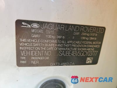 Zdjęcie 12 z 12 samochodu: 2016 JAGUAR XF PRESTIGE VIN:SAJBE4BV5GCY03777 - miniatura