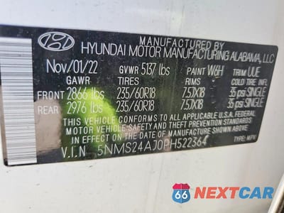 Zdjęcie 13 z 13 samochodu: 2023 HYUNDAI SANTA FE SEL VIN:5NMS24AJ0PH522364 - miniatura