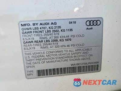 Zdjęcie 13 z 13 samochodu: 2018 AUDI Q3 PREMIUM VIN:WA1BCCFS6JR033585 - miniatura