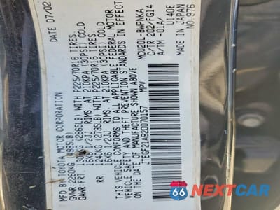 Zdjęcie 12 z 12 samochodu: 2002 TOYOTA HIGHLANDER LIMITED VIN:JTEGF21A920070157 - miniatura