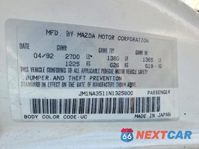Zdjęcie 13 z 13 samochodu: 1992 MAZDA MX-5 MIATA VIN:JM1NA3511N1325800 - miniatura