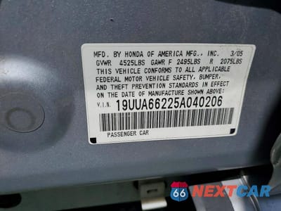 Zdjęcie 12 z 12 samochodu: 2005 ACURA TL VIN:19UUA66225A040206 - miniatura